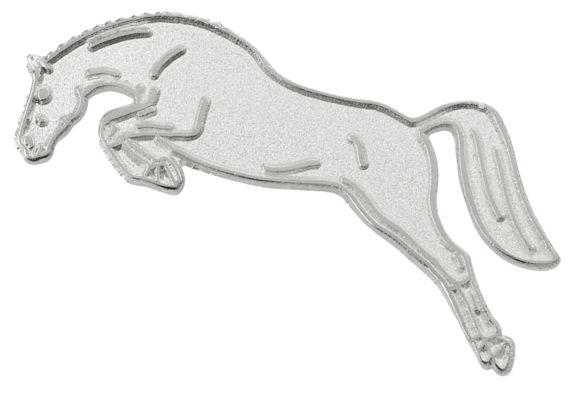 Stříbrná brož se skákajícím koněm