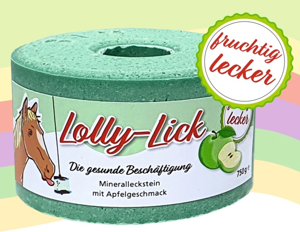 Zdravé lízátko pro koně Lolly Lick, jablko (zdravý liz, který pasuje do držáku Likit)