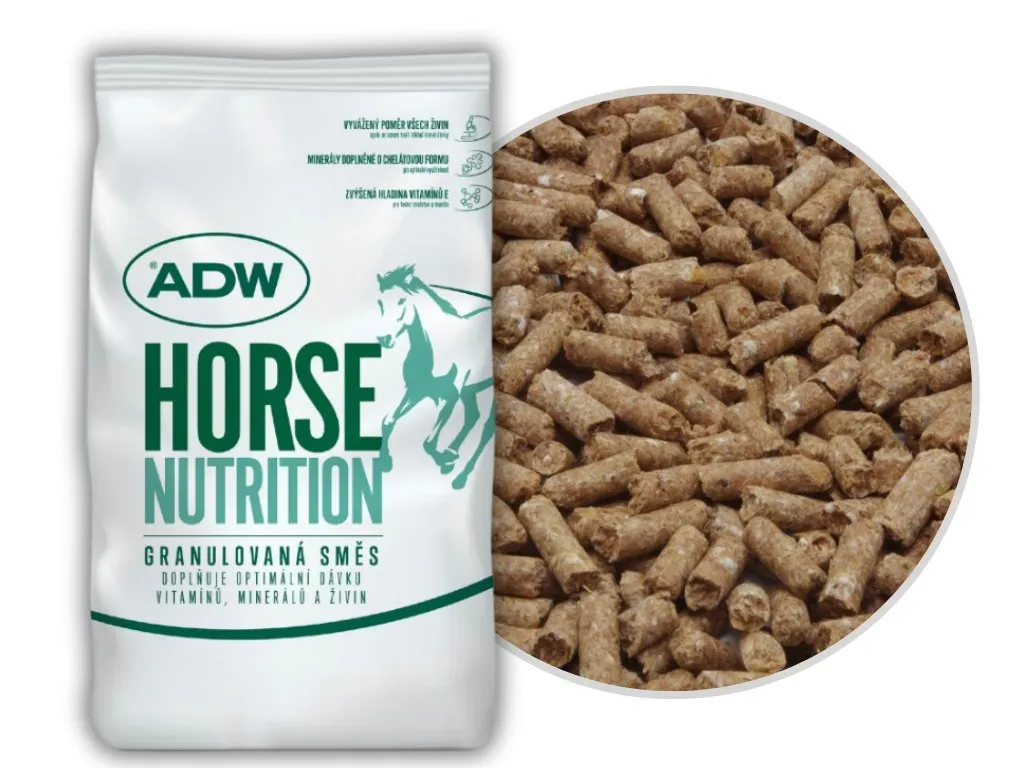 Granule ADW Hobby Horse 25 kg (Granule bez ovsa, s minerálně-vitamínovým premixem pro hobby koně.)