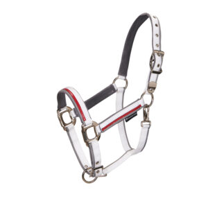 Ohlávka s vodítkem Equestro Red Trim pony bílá