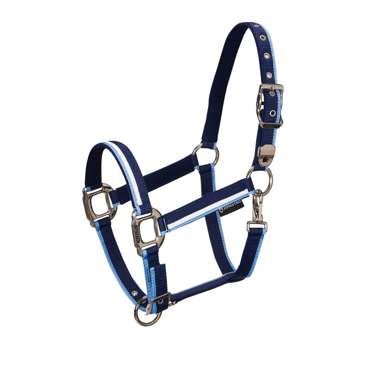 Ohlávka s vodítkem Equestro White Trim cob tmavě modrá