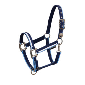 Ohlávka s vodítkem Equestro White Trim full tmavě modrá