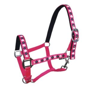 Ohlávka podložená Káro pink/navy/red