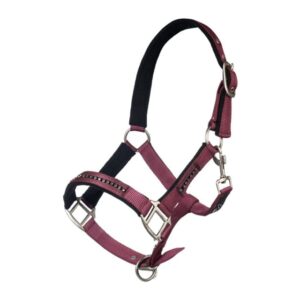 Ohlávka s vodítkem HKM Crystal vínová/černá